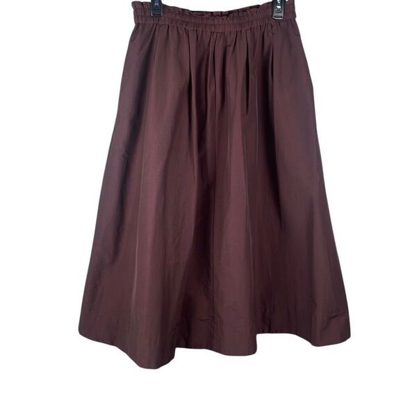 H&M Chocolate Brown A-Line Taffeta Midi Skirt M - Picture 1 of 8